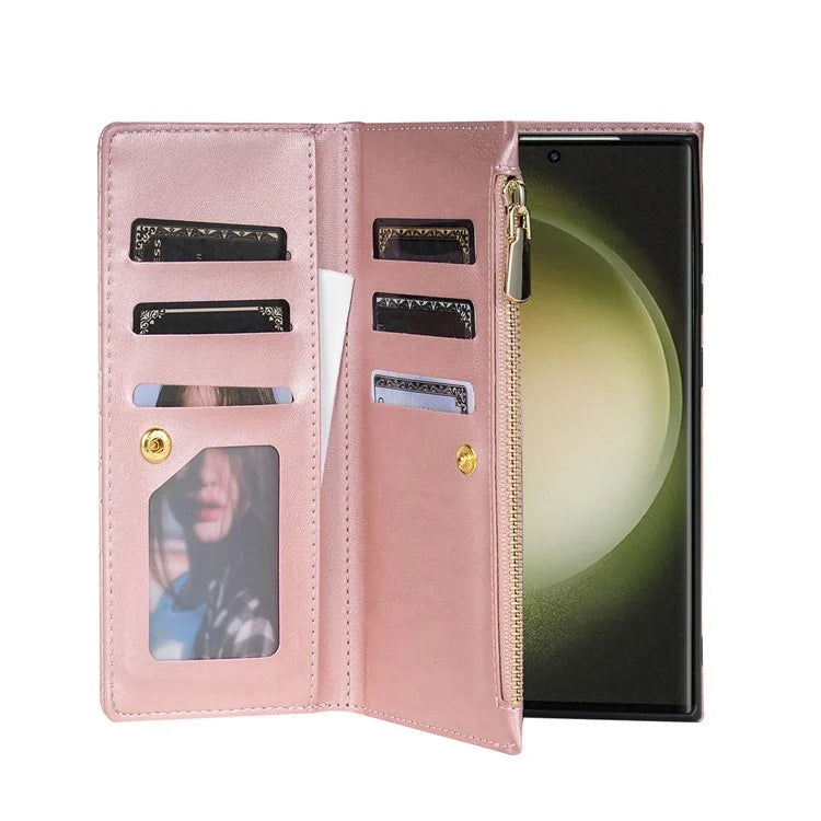 BKS-002 For Samsung Galaxy S24 Ultra Wallet Case 7 Card Slots Leather Shockproof Phone Cover