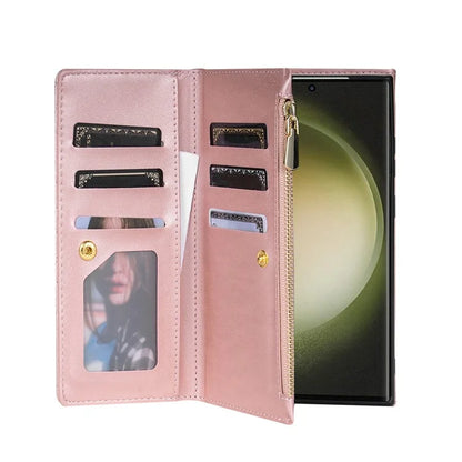 BKS-002 For Samsung Galaxy S24 Ultra Wallet Case 7 Card Slots Leather Shockproof Phone Cover