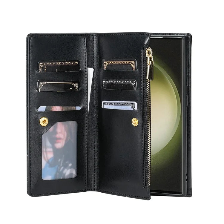 BKS-002 For Samsung Galaxy S24 Ultra Wallet Case 7 Card Slots Leather Shockproof Phone Cover
