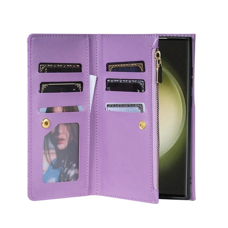 BKS-002 For Samsung Galaxy S24 Ultra Wallet Case 7 Card Slots Leather Shockproof Phone Cover