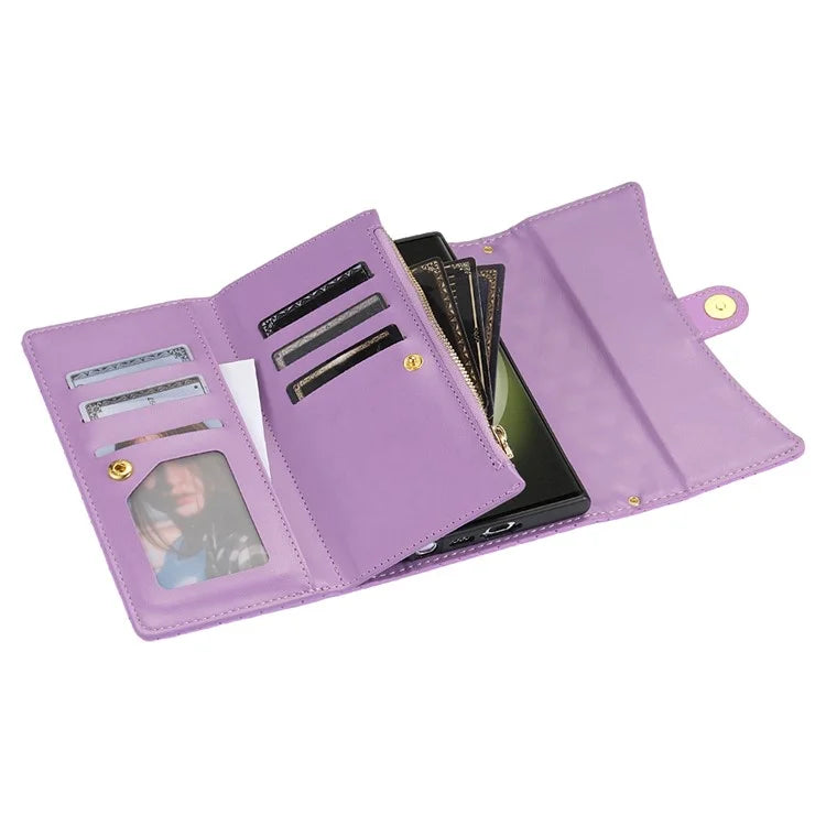 BKS-002 For Samsung Galaxy S24 Ultra Wallet Case 7 Card Slots Leather Shockproof Phone Cover