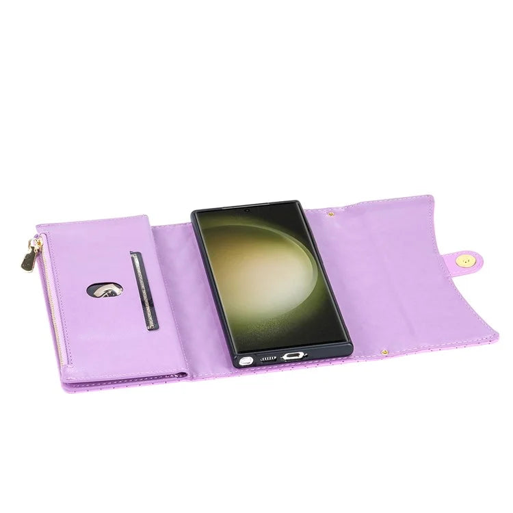 BKS-002 For Samsung Galaxy S24 Ultra Wallet Case 7 Card Slots Leather Shockproof Phone Cover