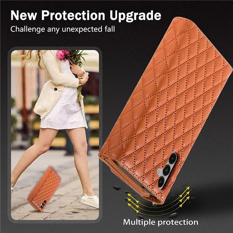 BKS-002 For Samsung Galaxy S24+ Wallet Case PU Leather Phone Cover Handbag with Long Strap