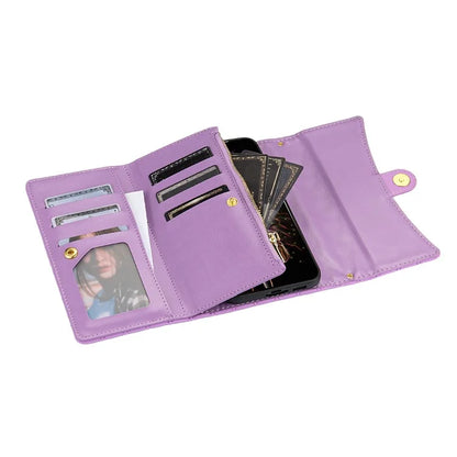 BKS-002 For Samsung Galaxy A34 5G Leather Phone Case 7 Card Slots Zipper Pocket Cover with Straps