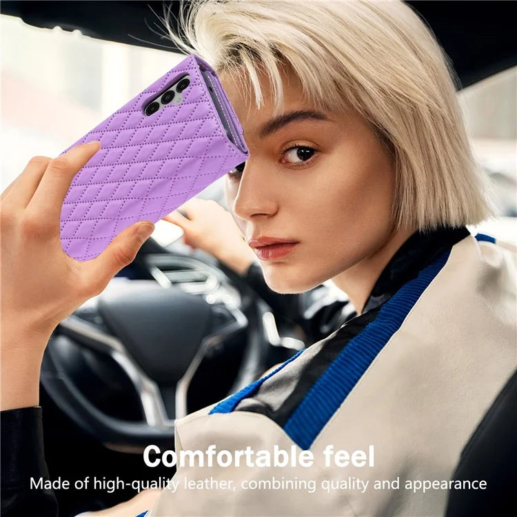 BKS-002 For Samsung Galaxy A34 5G Leather Phone Case 7 Card Slots Zipper Pocket Cover with Straps