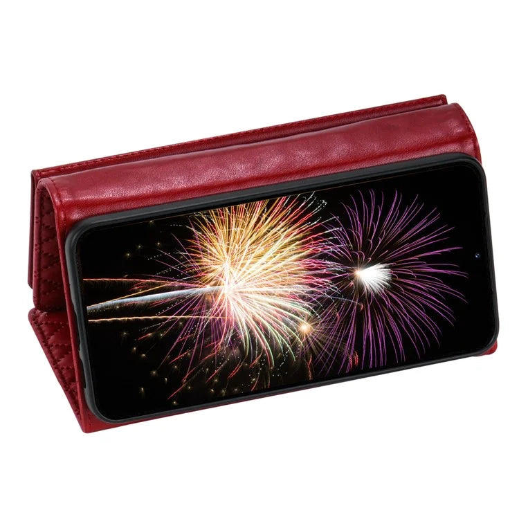 BKS-002 For Samsung Galaxy A34 5G Leather Phone Case 7 Card Slots Zipper Pocket Cover with Straps