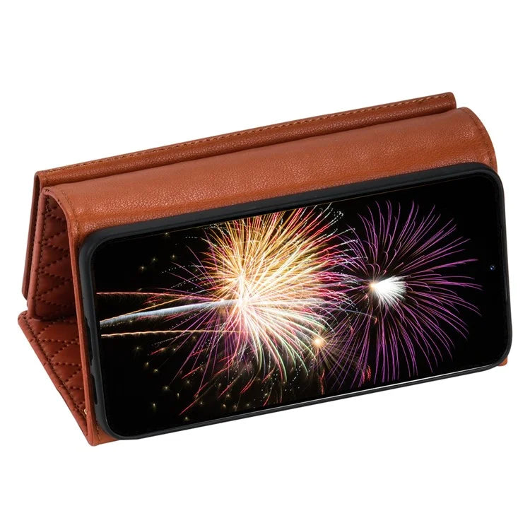 BKS-002 For Samsung Galaxy A34 5G Leather Phone Case 7 Card Slots Zipper Pocket Cover with Straps