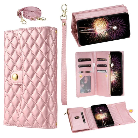 BKS-002 For Samsung Galaxy A35 5G Leather Phone Case Handbag Zipper Pocket Cover Rhombus Pattern