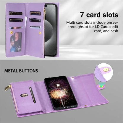 BKS-002 For Samsung Galaxy A35 5G Leather Phone Case Handbag Zipper Pocket Cover Rhombus Pattern