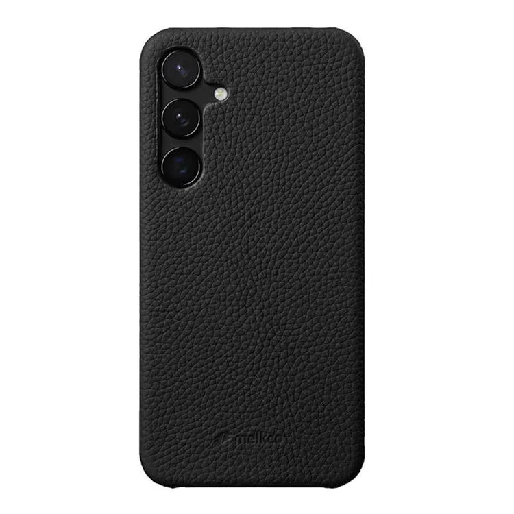 MELKCO For Samsung Galaxy S24 Case Genuine Cow Leather+PC Cell Phone Cover