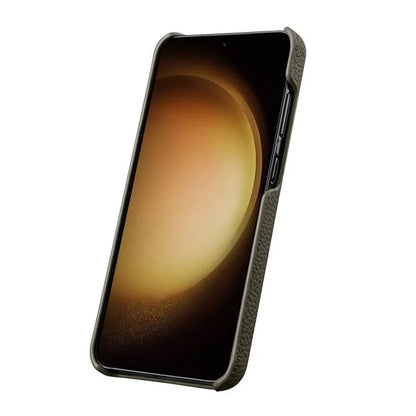 MELKCO For Samsung Galaxy S24 Case Genuine Cow Leather+PC Cell Phone Cover