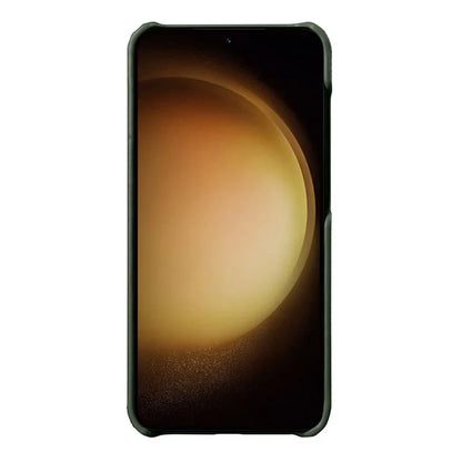 MELKCO For Samsung Galaxy S24 Case Genuine Cow Leather+PC Cell Phone Cover