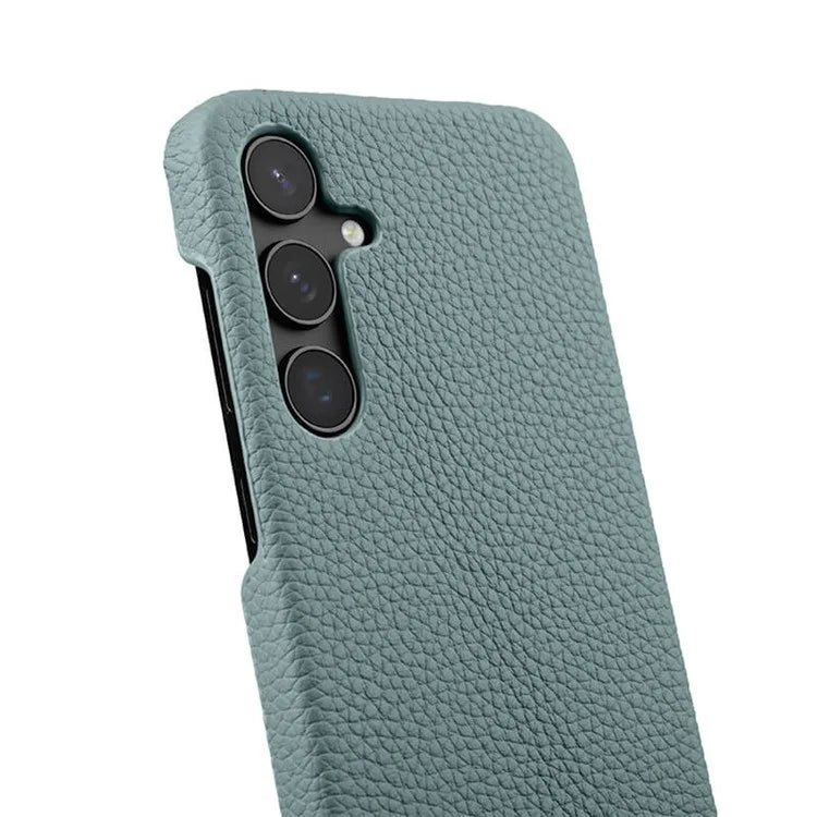 MELKCO For Samsung Galaxy S24 Case Genuine Cow Leather+PC Cell Phone Cover