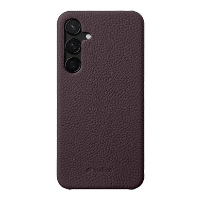 MELKCO For Samsung Galaxy S24 Case Genuine Cow Leather+PC Cell Phone Cover