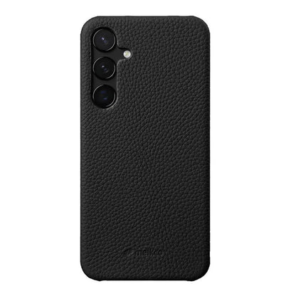 MELKCO For Samsung Galaxy S24+ Cell Phone Case Drop Proof Genuine Cow Leather+PC Cover