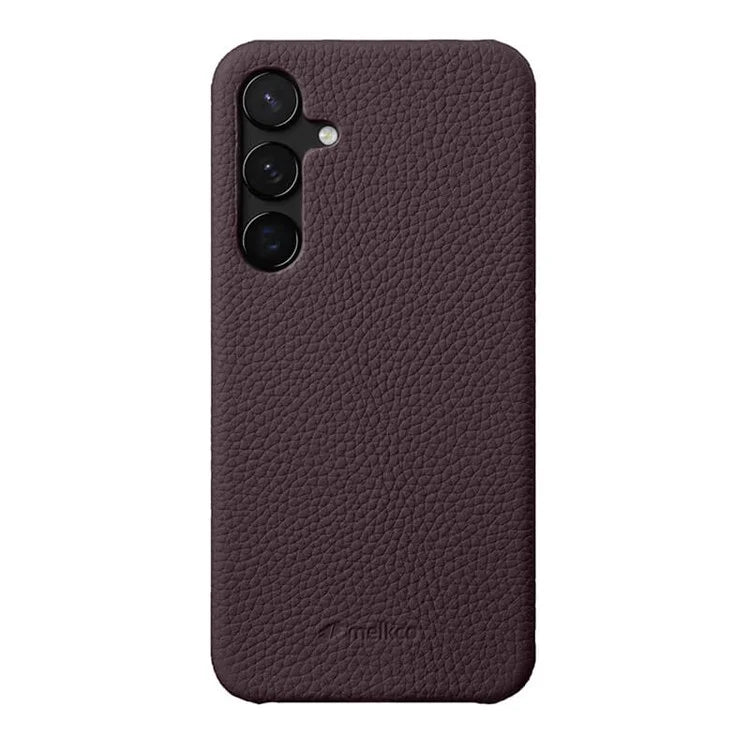 MELKCO For Samsung Galaxy S24+ Cell Phone Case Drop Proof Genuine Cow Leather+PC Cover