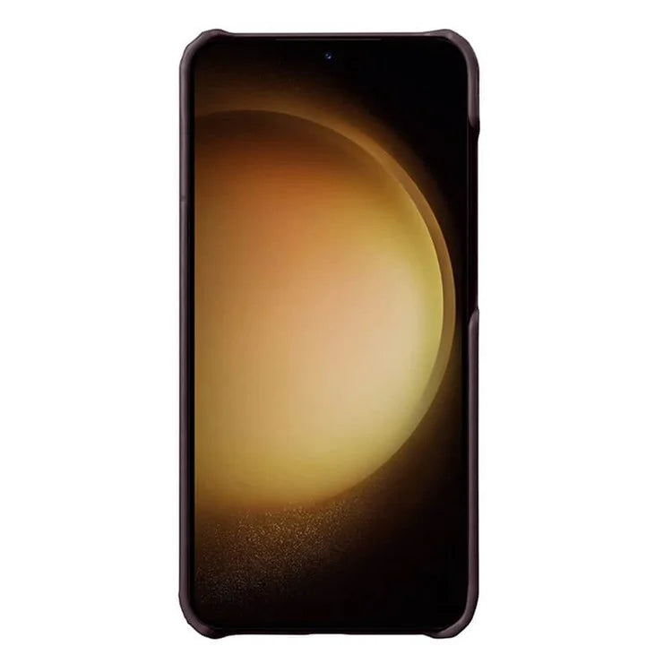 MELKCO For Samsung Galaxy S24+ Cell Phone Case Drop Proof Genuine Cow Leather+PC Cover