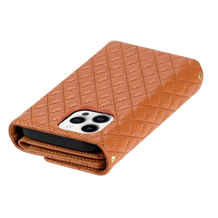 BKS-002 For iPhone 12 / 12 Pro Leather Wallet Case Folio Protective Phone Cover Zipper Pocket Stand