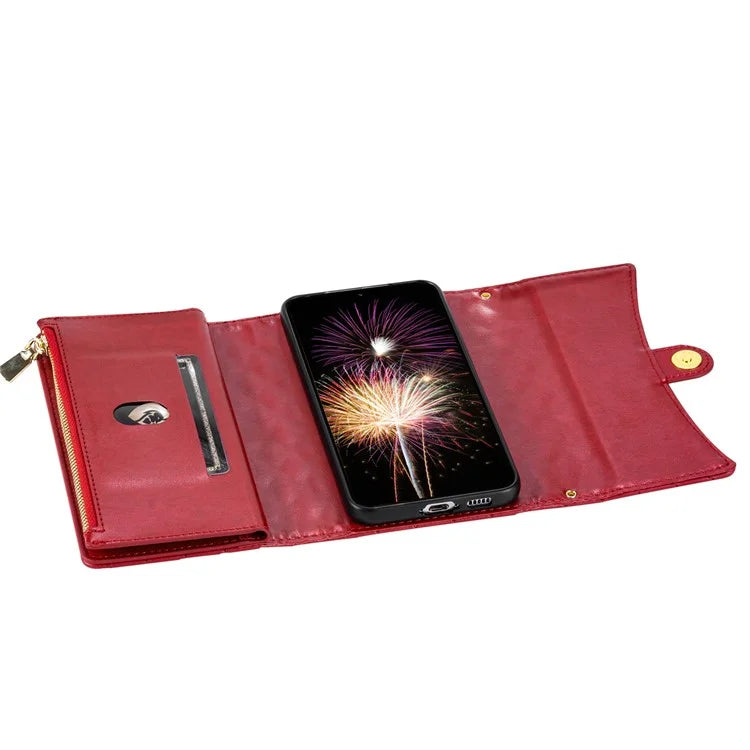 BKS-002 Wallet Phone Case for Samsung Galaxy S23+ Multi-Cards Zipper PU Leather Cover