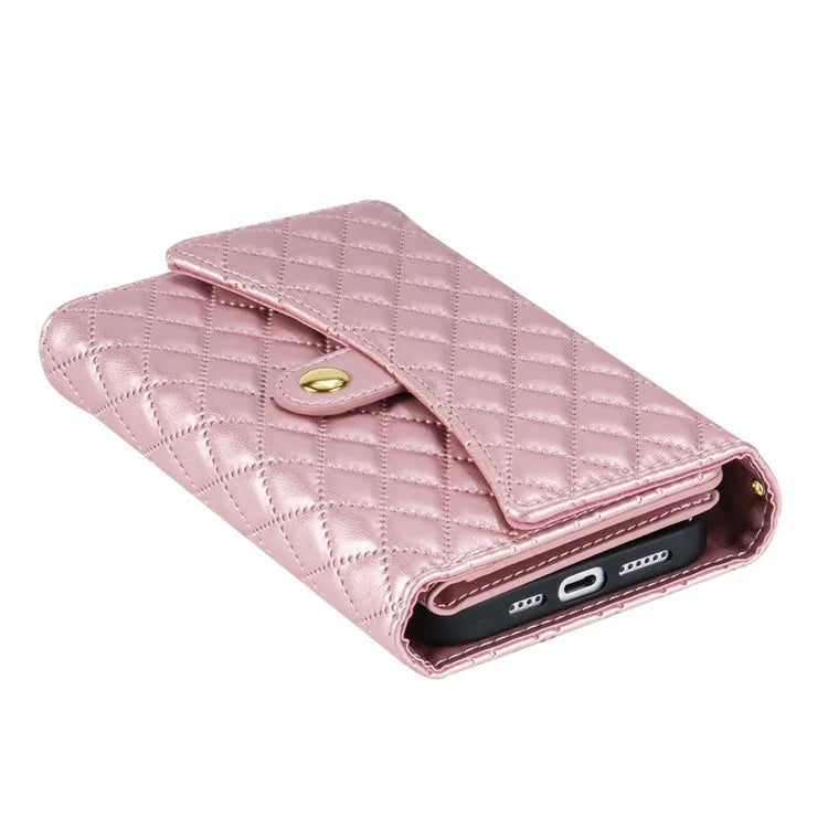 BKS-002 For iPhone 7 / 8 / SE (2020) / SE (2022) Case PU Leather Rhombus Pattern Zipper Phone Cover