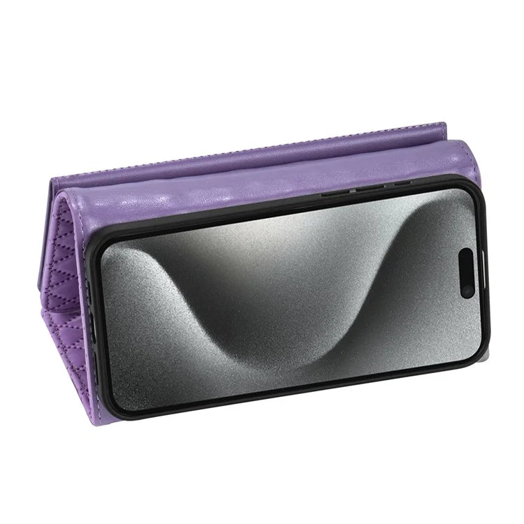 BKS-002 For iPhone 14 Pro Max Crossbody Case Leather Folio Wallet Phone Cover with 7 Card Holder