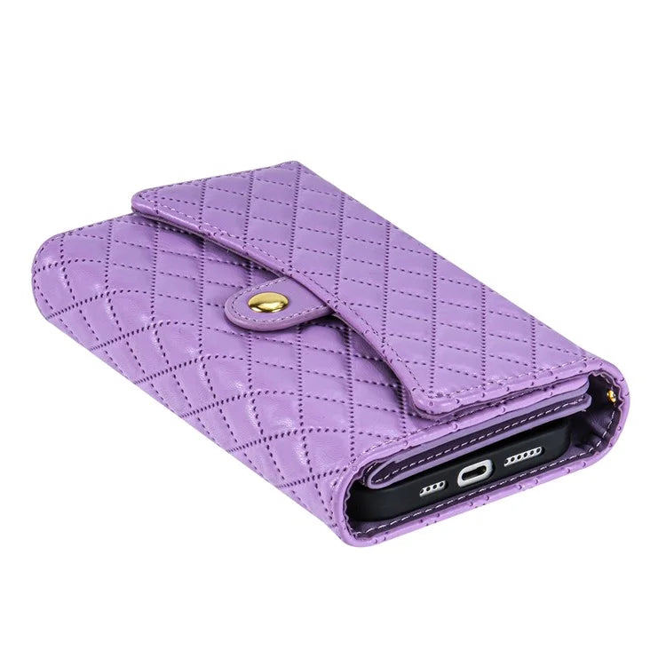 BKS-002 For iPhone 14 Pro Max Crossbody Case Leather Folio Wallet Phone Cover with 7 Card Holder
