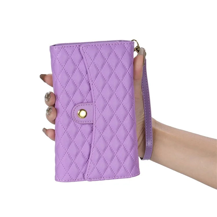 BKS-002 For iPhone 14 Pro Max Crossbody Case Leather Folio Wallet Phone Cover with 7 Card Holder