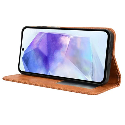 For Samsung Galaxy A55 5G Phone Case Retro Leather Wallet Flip Cover