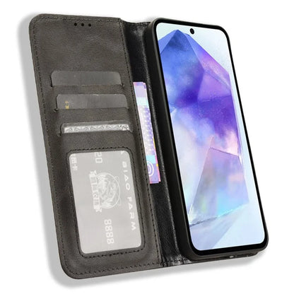 For Samsung Galaxy A55 5G Phone Case Retro Leather Wallet Flip Cover