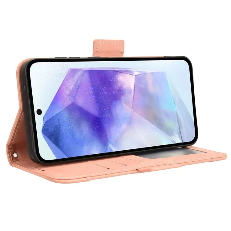 For Samsung Galaxy A55 5G Leather Phone Case Multiple Card Slots Stand Cover
