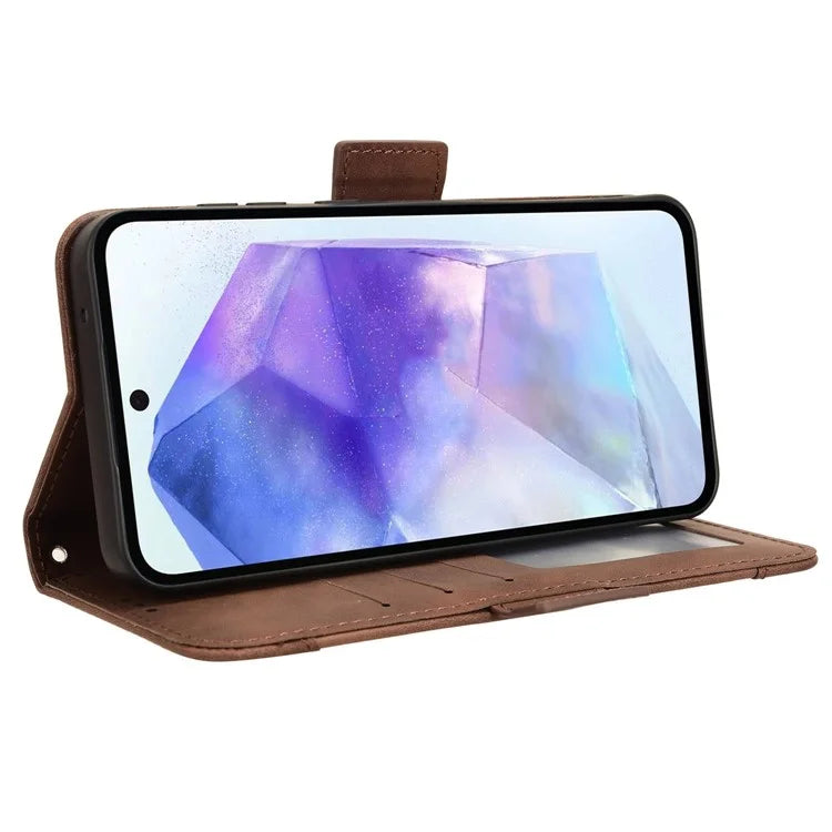 For Samsung Galaxy A55 5G Leather Phone Case Multiple Card Slots Stand Cover