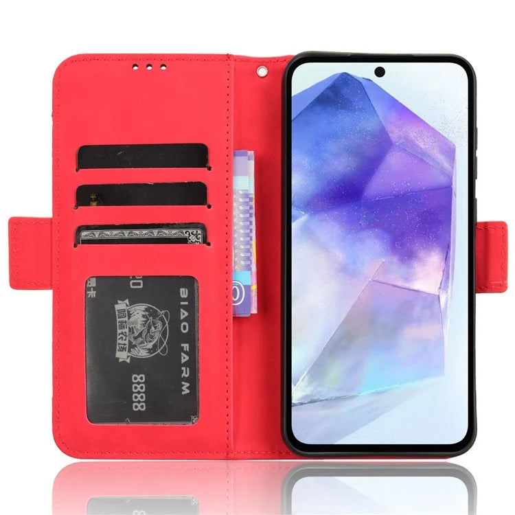 For Samsung Galaxy A55 5G Leather Phone Case Multiple Card Slots Stand Cover
