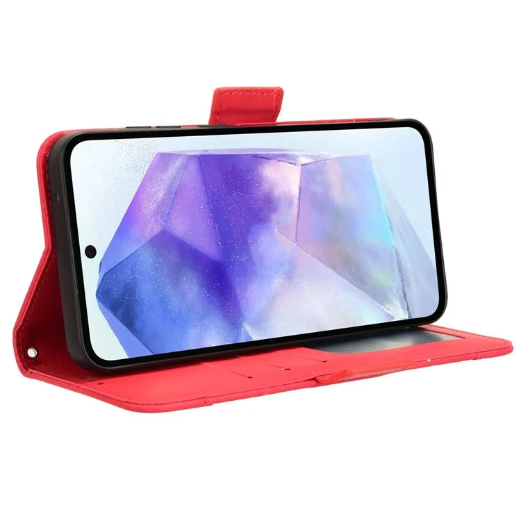 For Samsung Galaxy A55 5G Leather Phone Case Multiple Card Slots Stand Cover