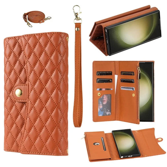 BKS-002 For Galaxy S23 Ultra Phone Cover 7 Card Slots Stand Wallet Case
