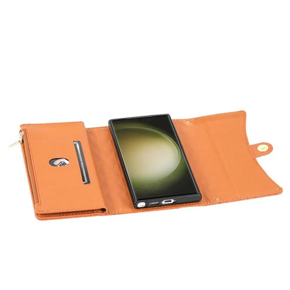 BKS-002 For Galaxy S23 Ultra Phone Cover 7 Card Slots Stand Wallet Case