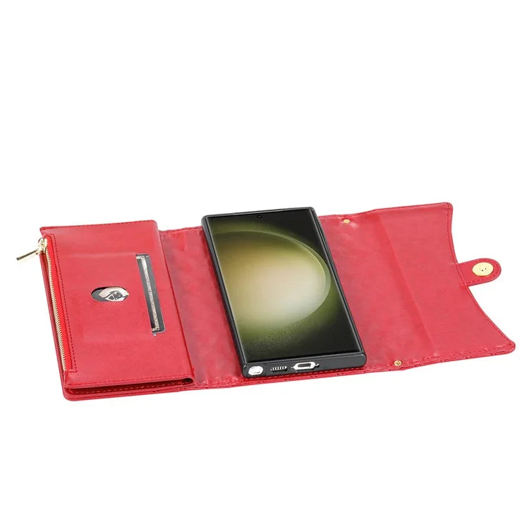 BKS-002 For Galaxy S23 Ultra Phone Cover 7 Card Slots Stand Wallet Case