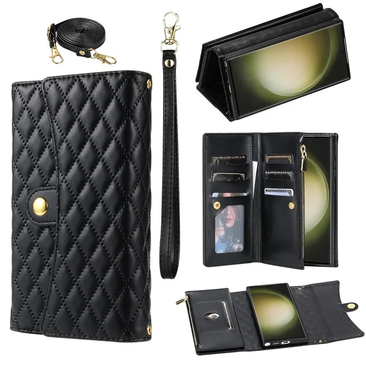 BKS-002 For Galaxy S23 Ultra Phone Cover 7 Card Slots Stand Wallet Case