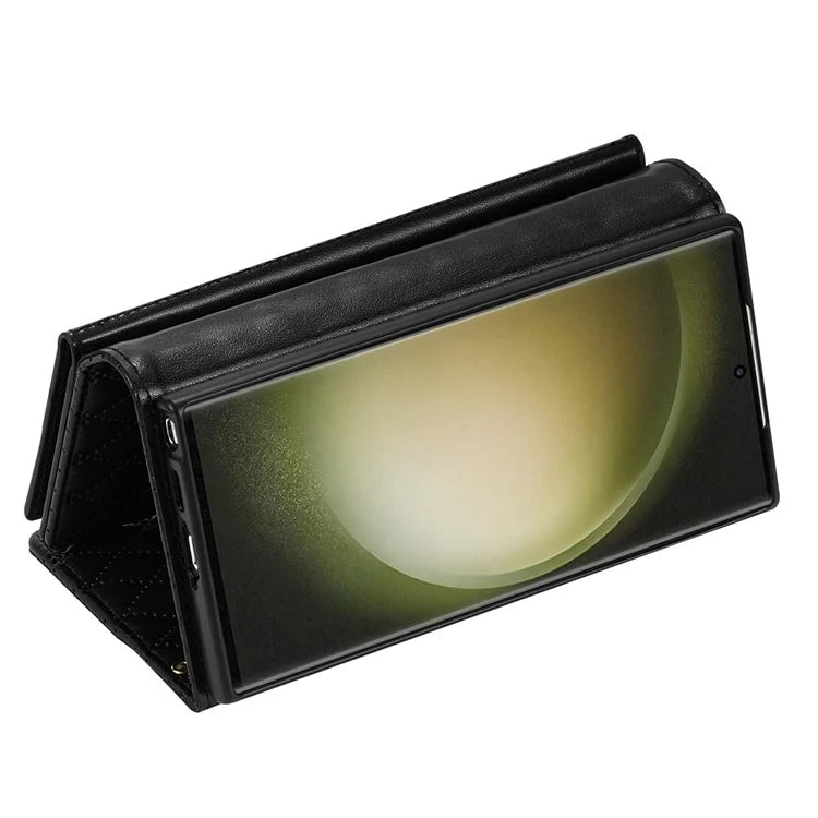 BKS-002 For Galaxy S23 Ultra Phone Cover 7 Card Slots Stand Wallet Case