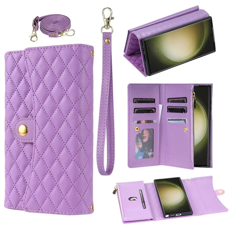 BKS-002 For Galaxy S23 Ultra Phone Cover 7 Card Slots Stand Wallet Case