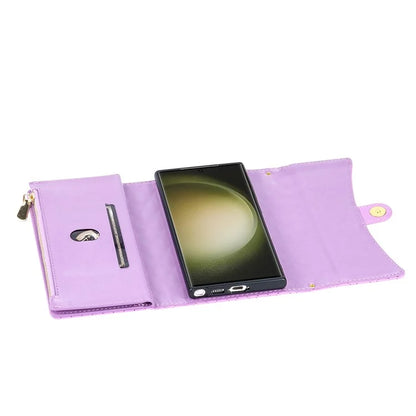 BKS-002 For Galaxy S23 Ultra Phone Cover 7 Card Slots Stand Wallet Case