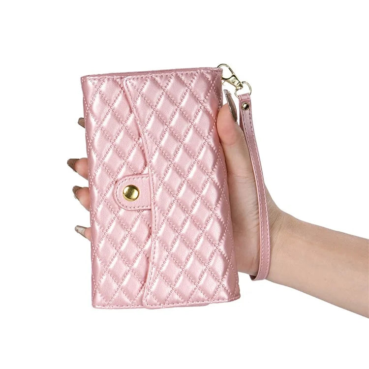 BKS-002 For iPhone 13 Pro Max 6.7 inch Case 7 Card Slots Stand Phone Cover with Hand Strap