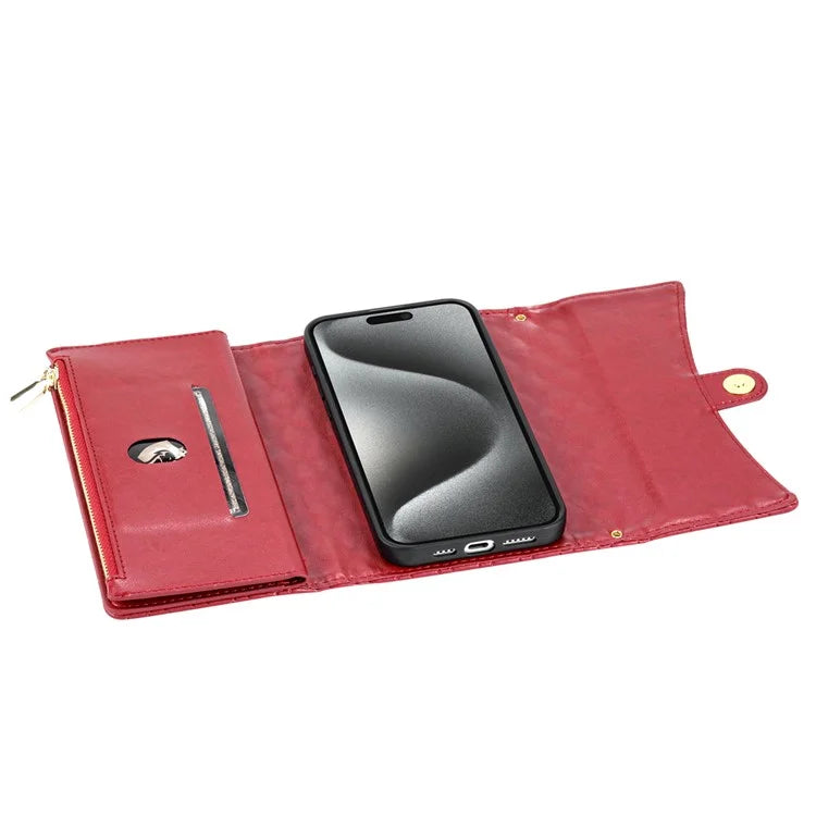 BKS-002 For iPhone 14 Magnetic Case 7 Card Slots Leather Shockproof Phone Cover