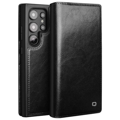 QIALINO For Samsung Galaxy S24 Ultra Case Wallet Flip Stand Phone Cover Genuine Cow Leather