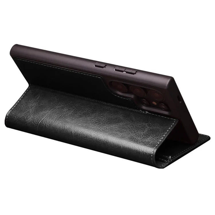QIALINO For Samsung Galaxy S24 Ultra Case Wallet Flip Stand Phone Cover Genuine Cow Leather