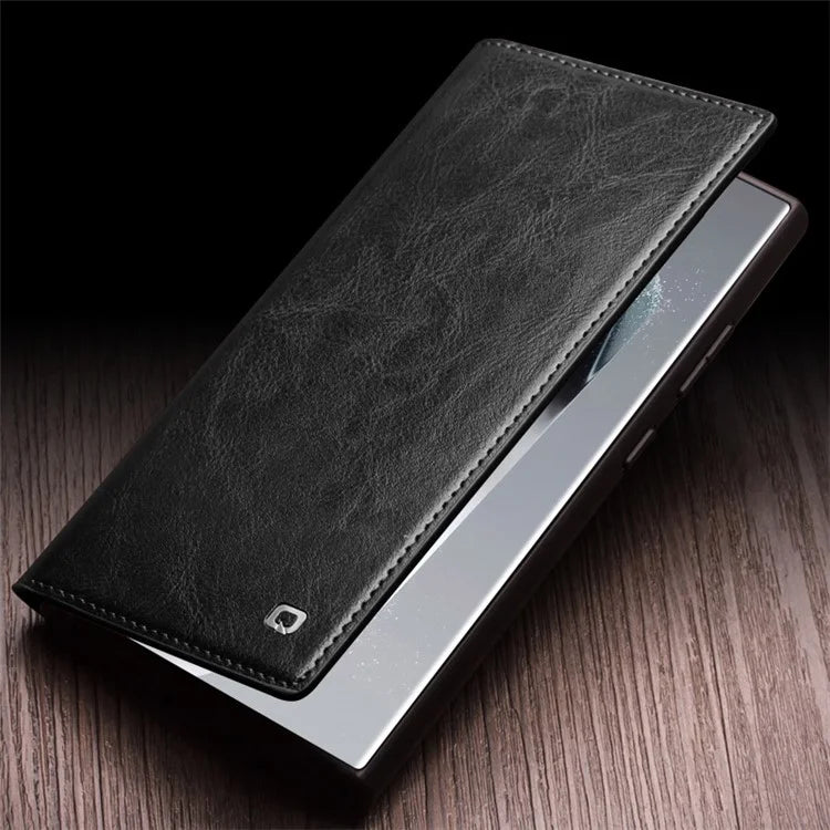 QIALINO For Samsung Galaxy S24 Ultra Case Wallet Flip Stand Phone Cover Genuine Cow Leather