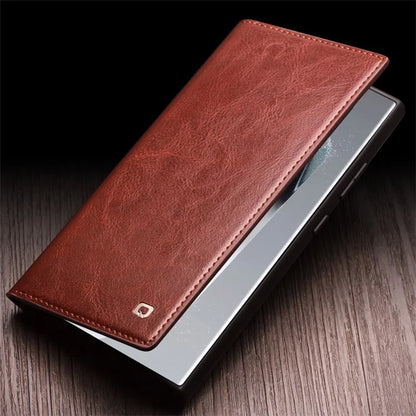 QIALINO For Samsung Galaxy S24 Ultra Case Wallet Flip Stand Phone Cover Genuine Cow Leather