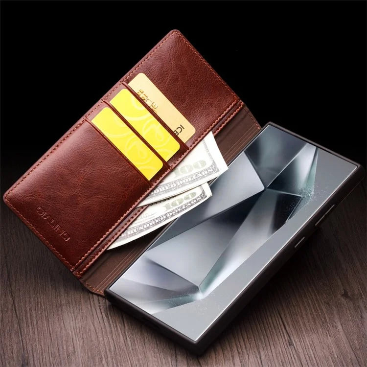 QIALINO For Samsung Galaxy S24 Ultra Case Wallet Flip Stand Phone Cover Genuine Cow Leather