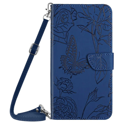 HT03 For Xiaomi Redmi Note 13 4G Cell Phone Case Imprinted Leather Cover with Long Strap
