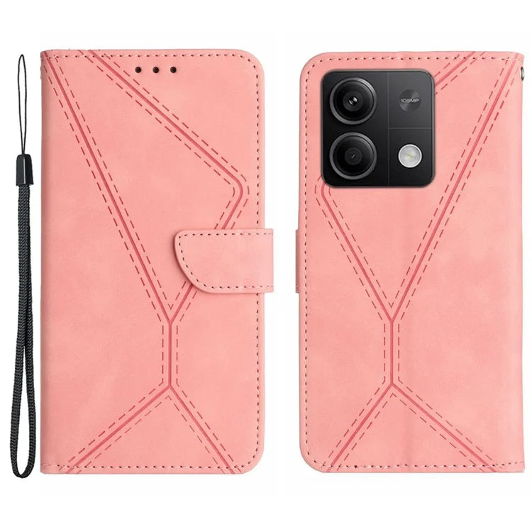HT05 For Xiaomi Redmi Note 13 4G Magnetic Phone Case Splicing Lines Imprinted Cover