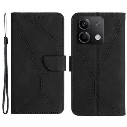 HT05 For Xiaomi Redmi Note 13 4G Magnetic Phone Case Splicing Lines Imprinted Cover